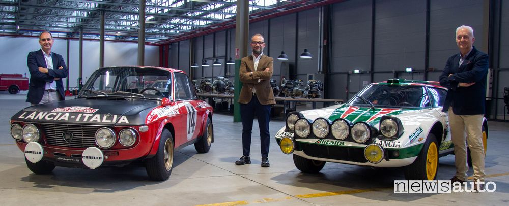 P. Loiotile (Lancia), R. Giolito (Heritage Stellantis) e D. Vannini (Sky)
