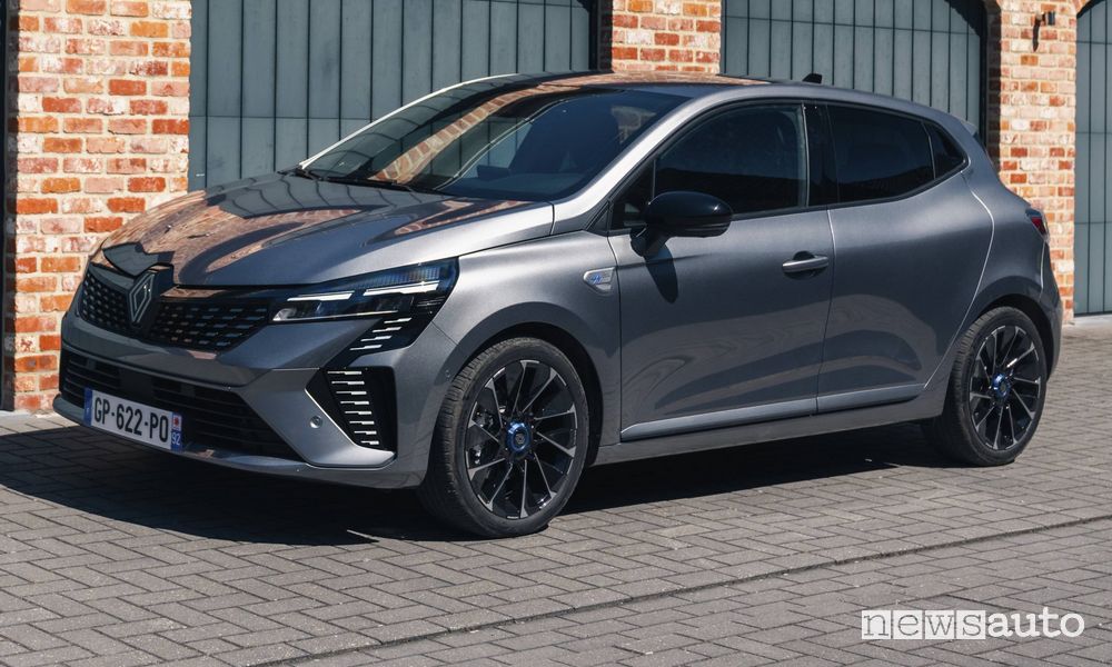 Renault Clio E-Tech Esprit Alpine grigia anteriore 3/4