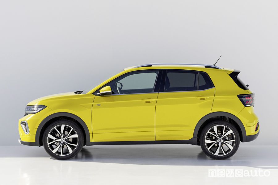 Nuova Volkswagen T-Cross laterale