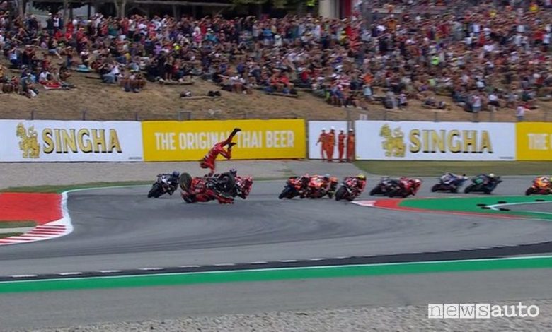 MotoGP classifica gara Barcellona 2023, incidente a Bagnaia
