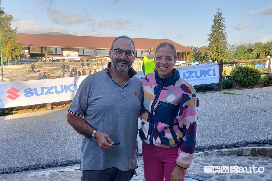 Luigi Sodano con Carolina Kostner al Raduno Suzuki 4x4 2023 in Garfagnana