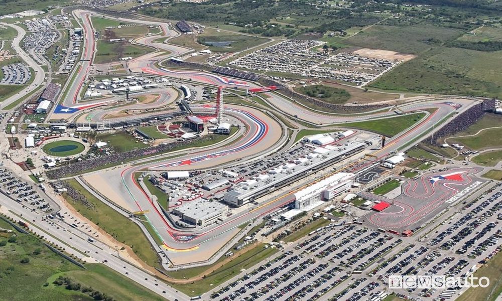 Vista dall'auto del Circuito delle Americhe di Austin in Texas
