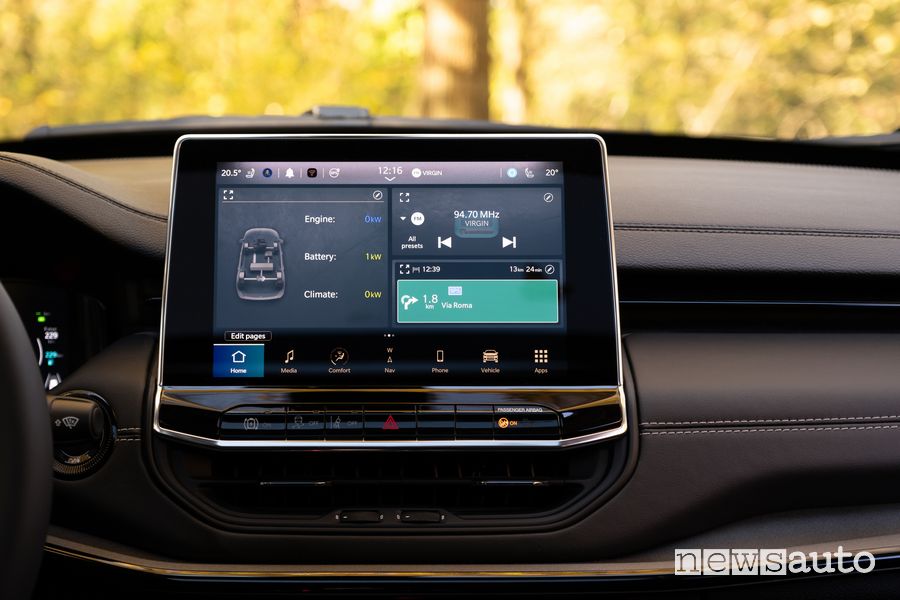 Jeep Compass 4xe display touchscreen da 10,1 pollici