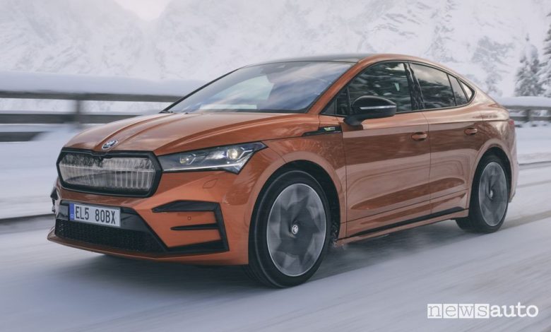 Skoda Enyaq RS Coupé sulla neve