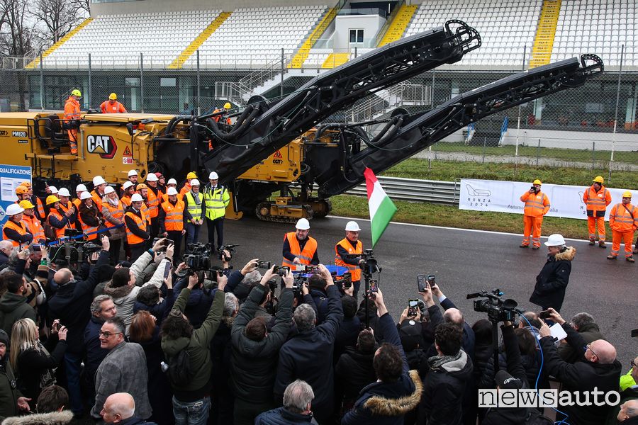 Inizio dei lavori nell'Autodromo di Monza con Salvini e Sticchi Damiani