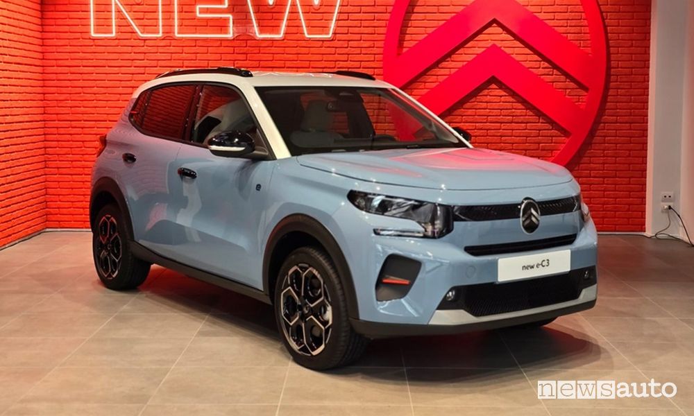 Nuova Citroen e-C3 anteriore 3/4