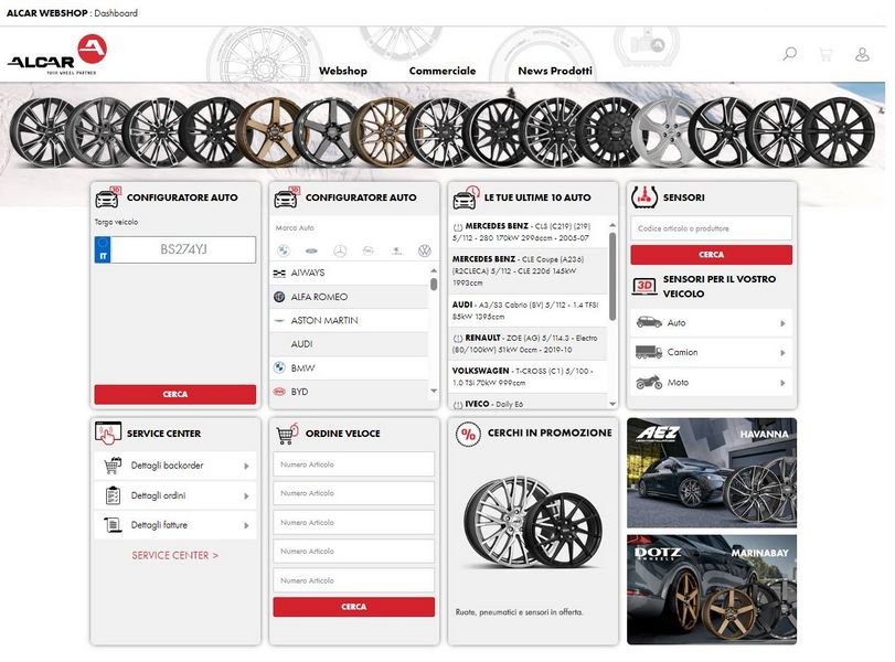 Alcar Webshop 2024, lo shop on line dedicato alla vendita di ruote riservato a clienti businees