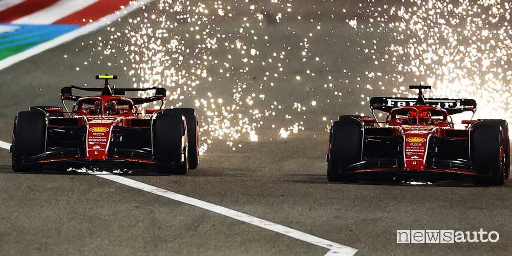 F1 2024 Gp del Bahrain sorpasso tra Ferrari, Sainz su Leclerc