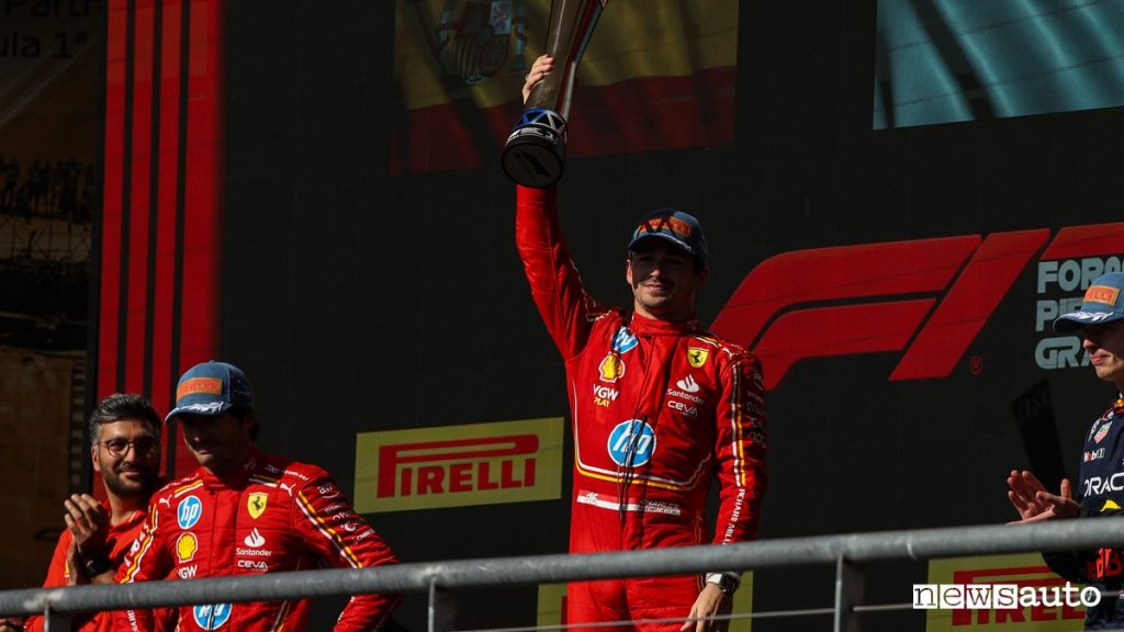 Charles Leclerc festeggia la vittoria del GP degli Stati Uniti