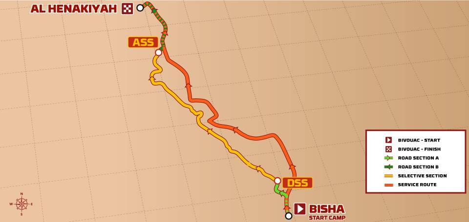 Mappa percorso Stage 3 Dakar 2025 da Bisha a Al Henakiyah,