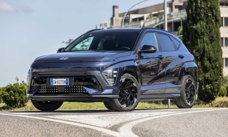 Hyundai Kona Electric N Line anteriore 3/4