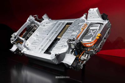 Ferrari Elettrica telaio visto da davanti