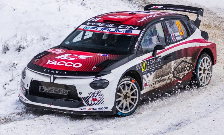 Yohan Rossel con la Lancia Ypsilon Rally2 HF Integrale al Rallye di Monte-Carlo 2026