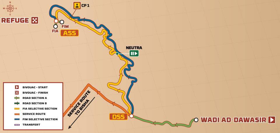 Dakar 2026 Stage 9 mappa percorso da Wadi Ad Wadasiri al bivacco