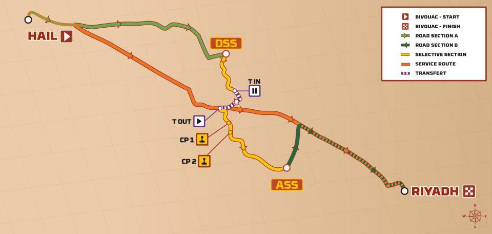 Mappa percorso Stage 6 Dakar 2026 tappa dal bivacco di Hail a Riyadh