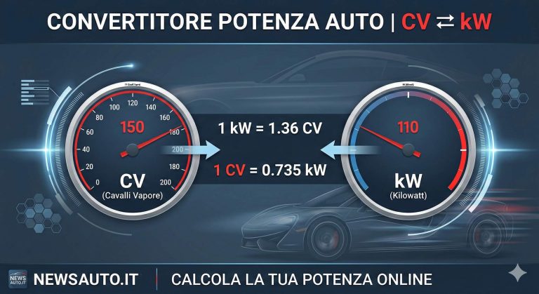 Infografica convertitore cavalli vapore in kW Newsauto