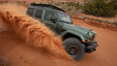 Jeep Wrangler Anvil 715 Concept in azione del deserto del Moab