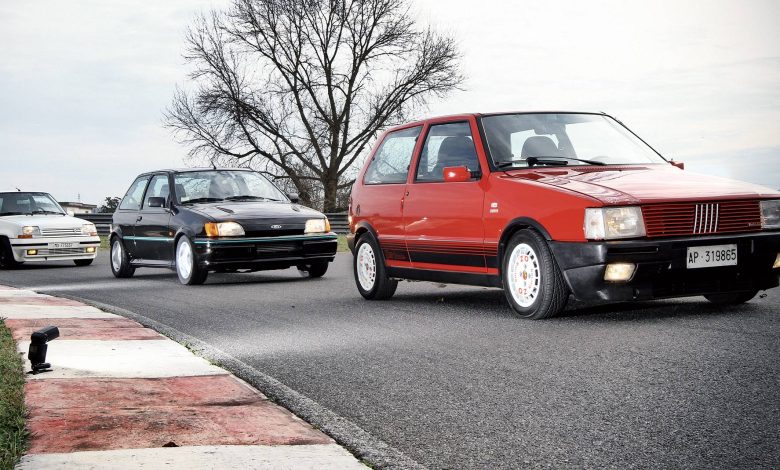 Auto storiche Fiat Uno Turbo, Ford Fiesta RS, Renault 5 Turbo