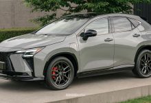 Nuova Lexus NX450h+ F Sport anteriore 3/4