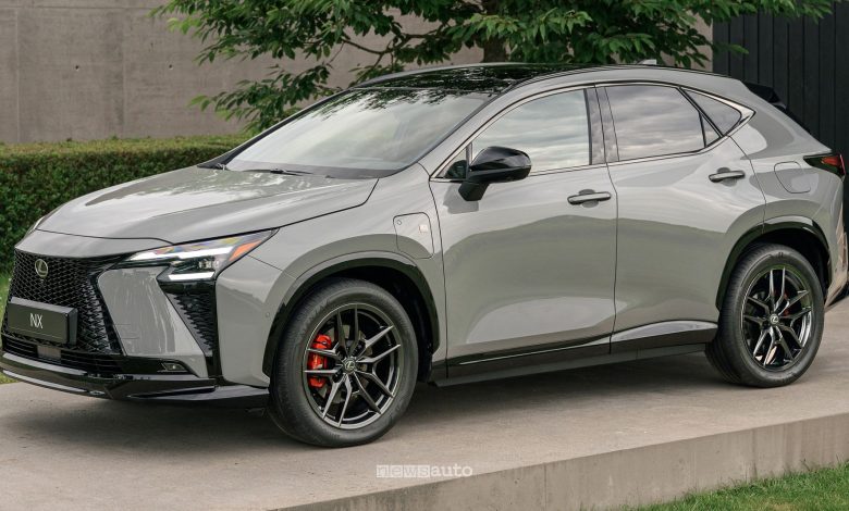 Nuova Lexus NX450h+ F Sport anteriore 3/4