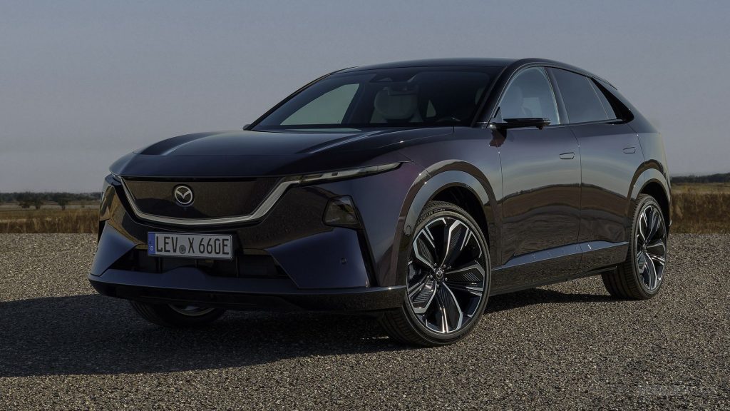 Mazda CX-6e, Nightfall Violet anteriore 3/4