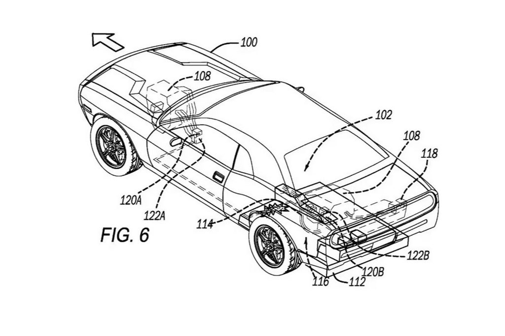 Nelle immagini del brevetto viene utilizzata una Dodge Charger Daytona EV